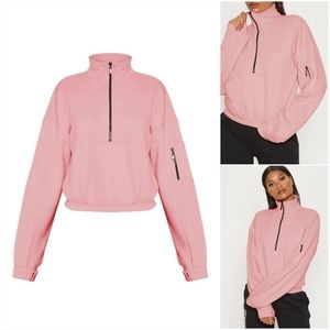 PRETTY LITTLE THING - DUSTY PINK OVERSIZED FRONT ZIP SWEATER, SIZE S